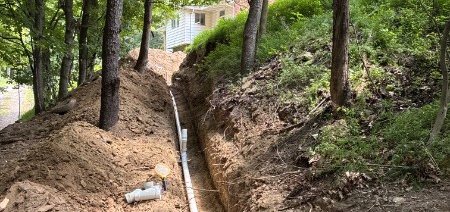Open trench with a new service line run