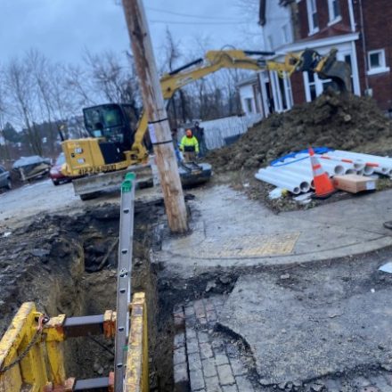Shored street excavation